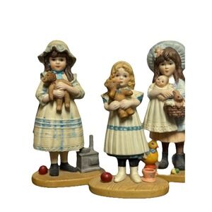 Lot Of 3 Jan Hagara Figurines 1982-86 Royal Orleans Victorian Girls Bisque Signe